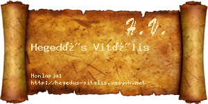 Hegedűs Vitális névjegykártya